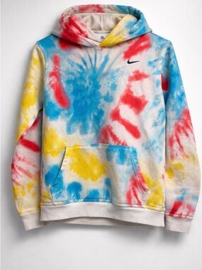 Nike Multicolor Tie-Dye Hoodie in Blue, Red & Yellow